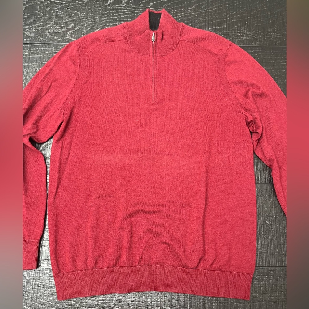 Express Merino Wool 1/4 Zip Red Sweater